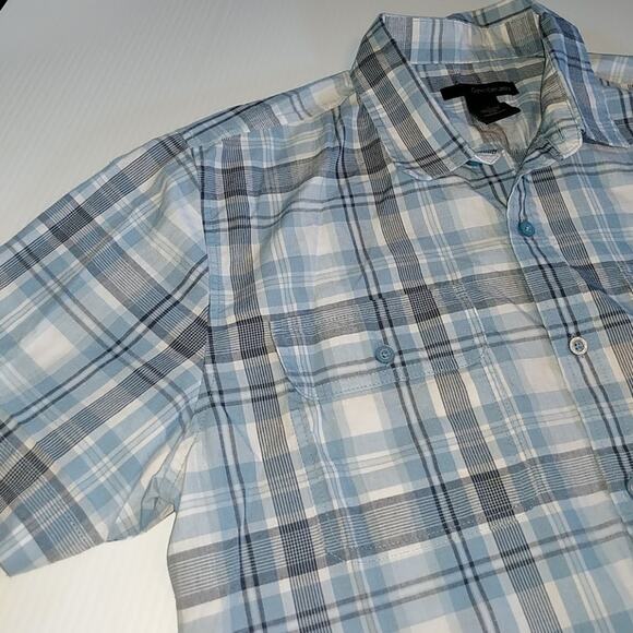 CALVIN KLEIN Blue Plaid Button Up Collared Shirt Large - Picture 4 of 7